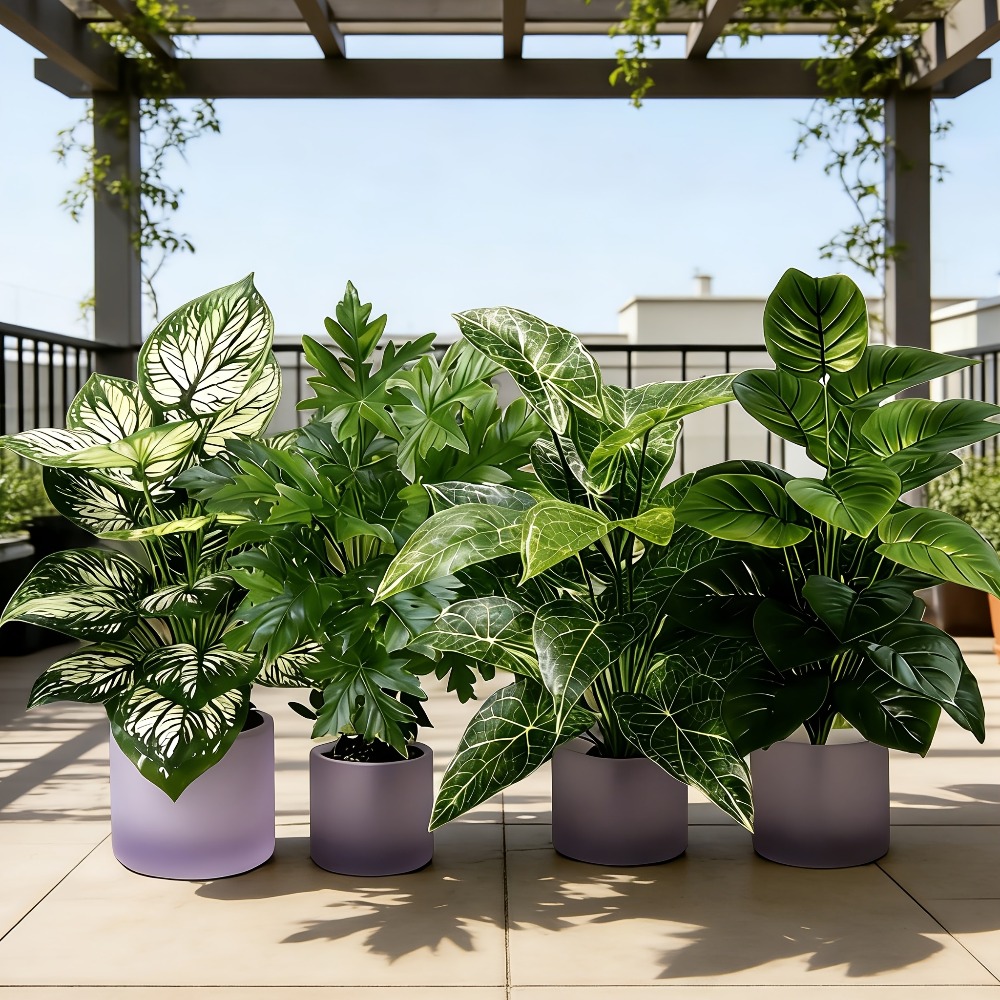 4개 세트 인조 식물, 48개 잎이 있는 대형 팬잎 해 - Fiddle Leaf Fig 리뷰 및 가격