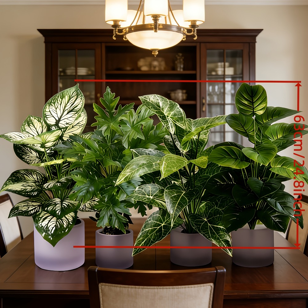 4개 세트 인조 식물, 48개 잎이 있는 대형 팬잎 해 - Fiddle Leaf Fig 리뷰 및 가격