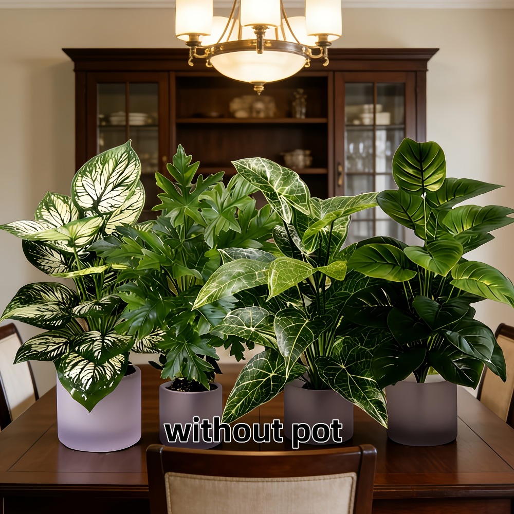 4개 세트 인조 식물, 48개 잎이 있는 대형 팬잎 해 - Fiddle Leaf Fig 리뷰 및 가격